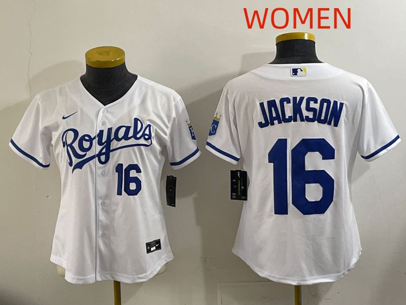 Women Kansas City Royals #16 Jackson White Game Nike MLB Jersey style 004